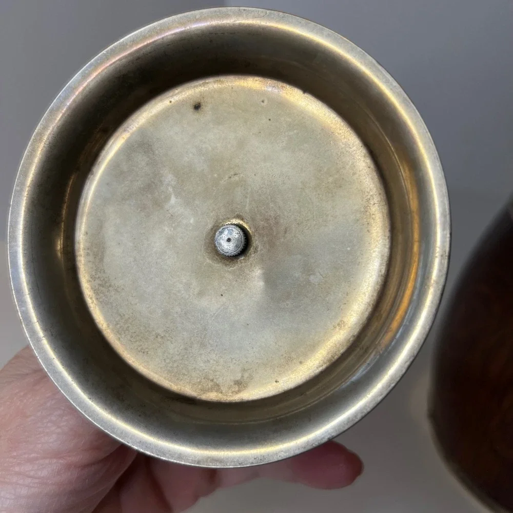 Antique English Oak & Silverplate EPNS Biscuit Barrel Lid‎ Handle Flaw